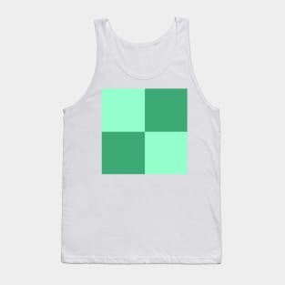 Minty Fresh Seafoam Turquoise Green Checkerboard Pattern Tank Top